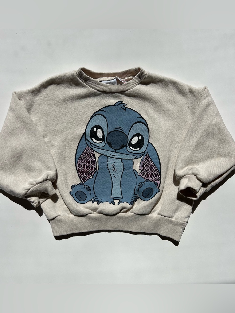 Zara Disney Stitch Cream Sweatshirt With Sequins
